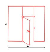 Ściana szklana z naświetleniem i drzwiami uchylnymi lewymi